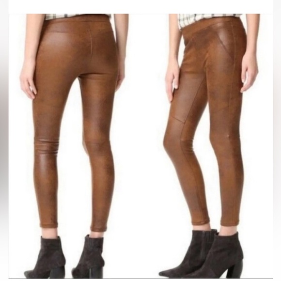 Free People Pants - NEW FREE PEOPLE FAUX SUEDE LEATHER BROWN LEGGINGS 6